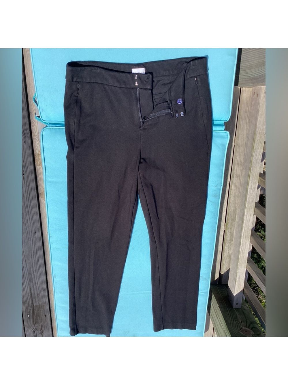 Ecru Black Cropped Pants with Sleek Silhouette